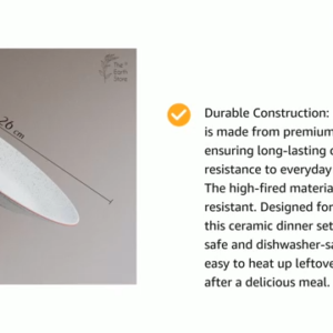 The Earth Store Handcrafted White Matte Brown 21 Piece Ceramic Dinner Set, 6 Full Dinner Plates, 6 Quarter Plates, 6 Vegetable Bowls, 3 Snack Bowls | Microwave & Dishwasher Safe | Diwali Gift