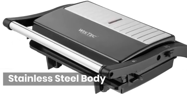 WisTec Grill Sandwich Maker 1000 Watt Panini Griller With 180° For Open And Close Grilling With Adjustable Hinges and Non Stick Coating Plate With Heat Resistance Handle (Steel) (1000 watt) - Image 2